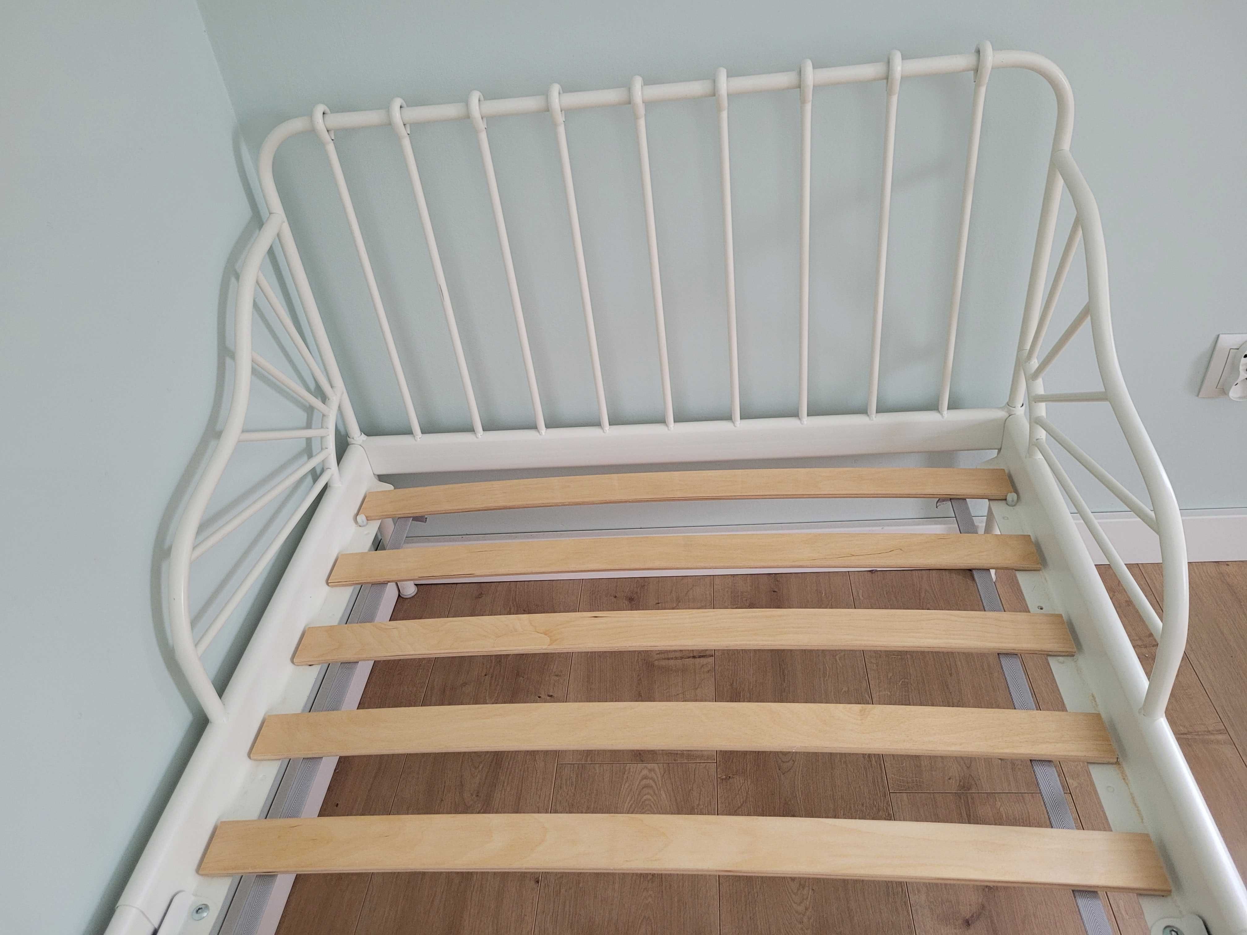 Łóżko rozsuwane MINNEN Ikea białe + stelaż + materac