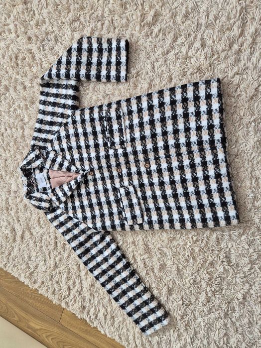 Płaszczyk zimowy jak nowy dla dziewczynki w kratkę RESERVED 152