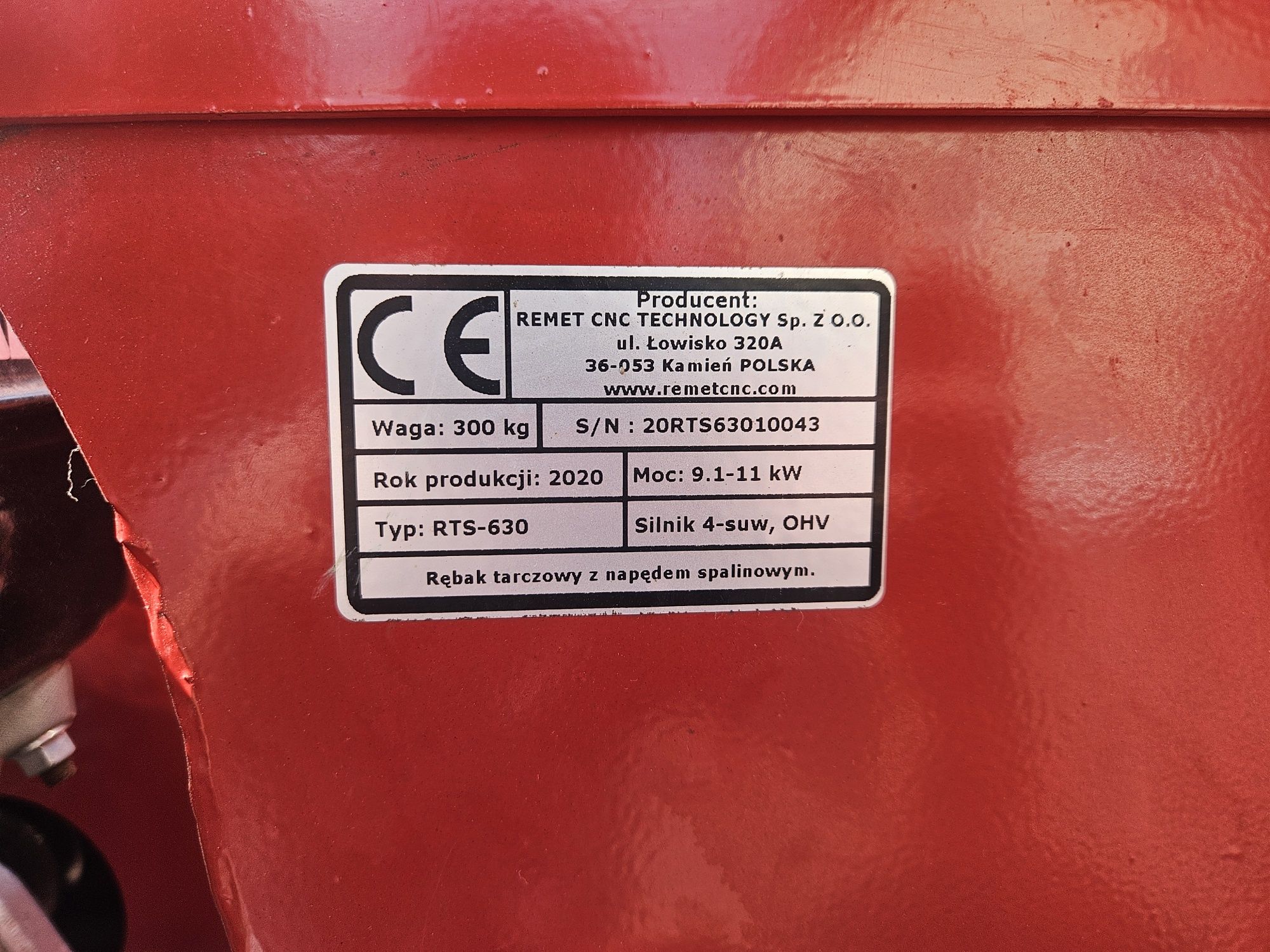 Rębak tarczowy  RTS-630 Red Dragon standard Remet z podwoziem