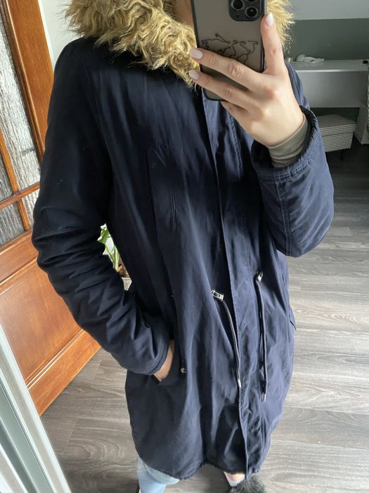 Długa kurtka zimowa Cropp granatowa