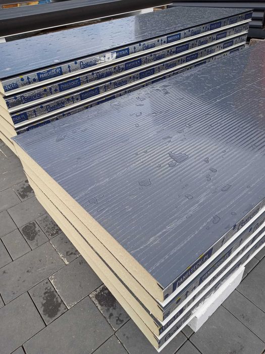 Płyta Warstwowa ściana kontener PIR 10cm pianka antracyt gładka biała