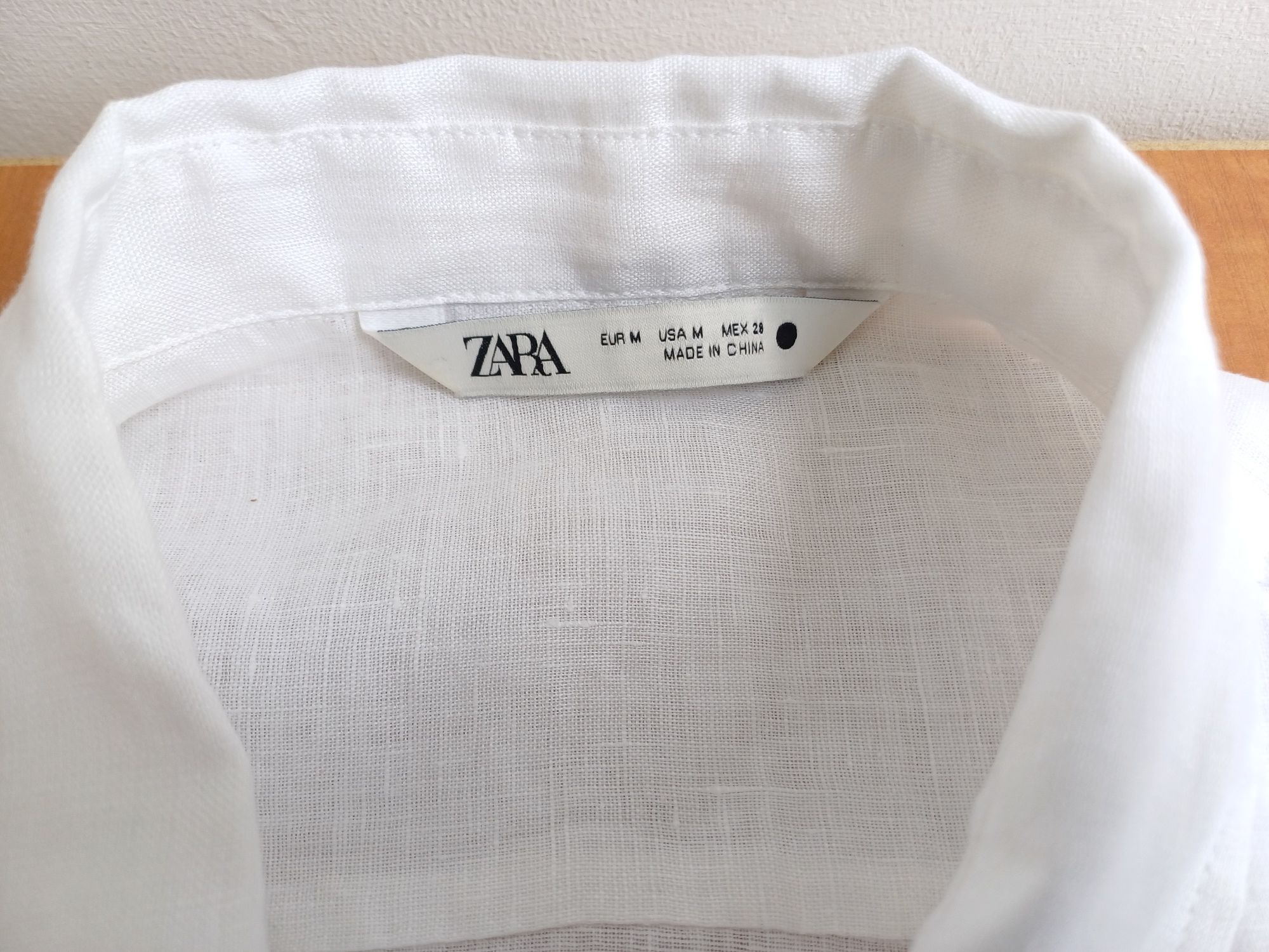 Женская льняная рубашка ZARA оригинал оверсайз M-L