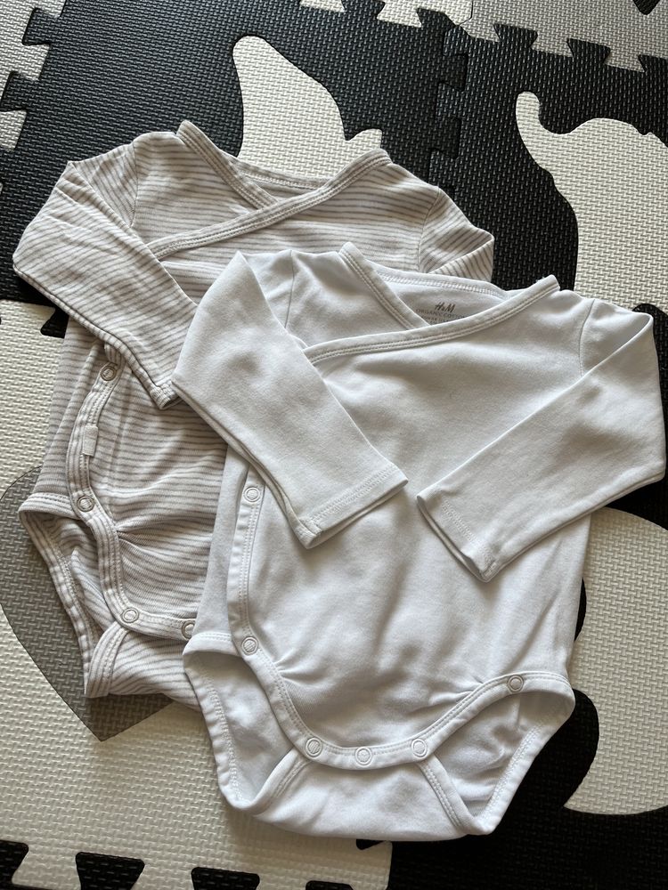 2 pak body kopertowe z długim rękawem H&M r.68