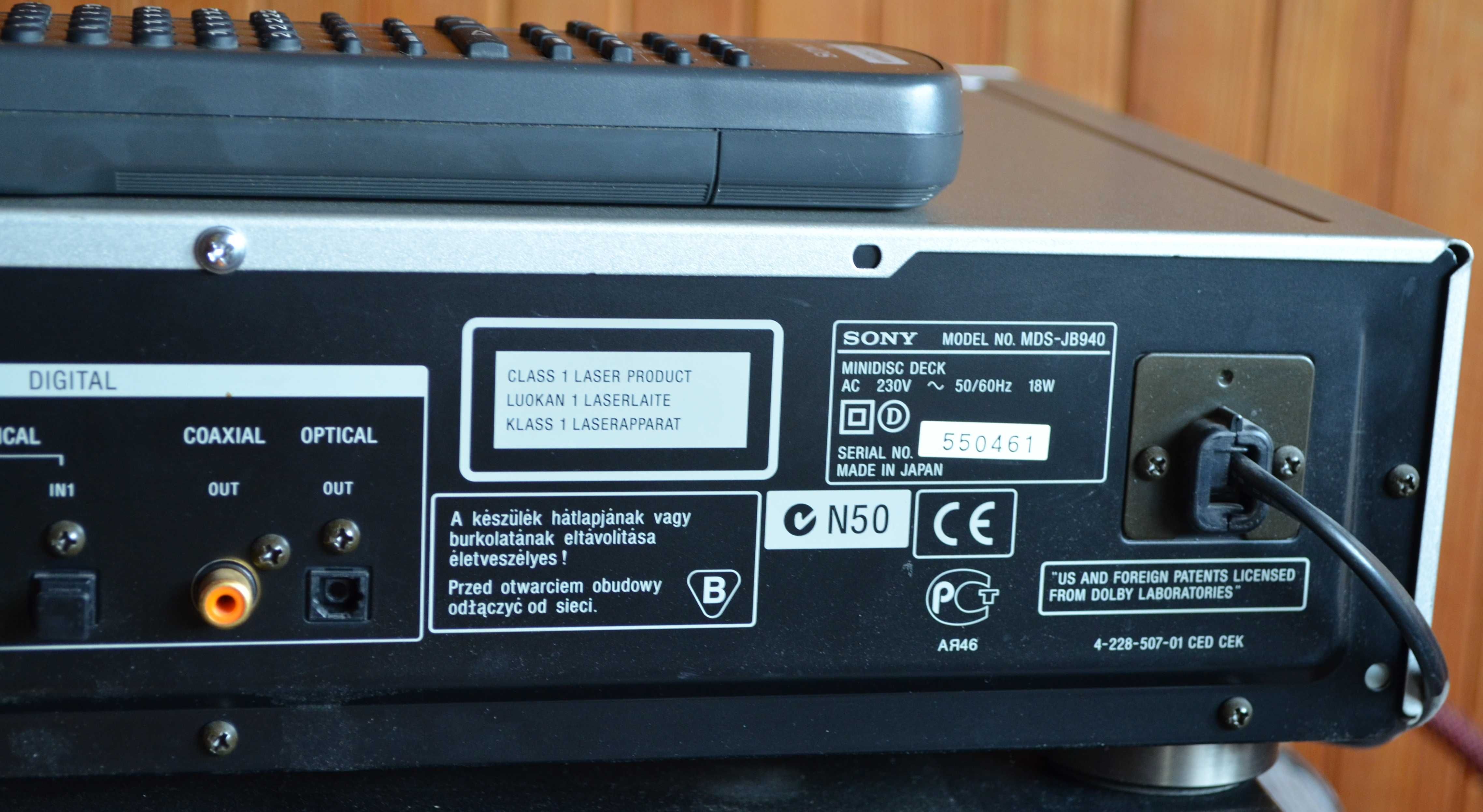 Sony MDS-JB940 QS odtwarzacz MiniDisc +Pilot   Srebrny TOP!