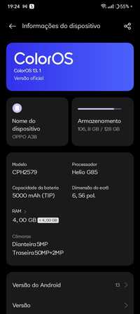 Troco ou Vendo OPPO a38 128Gb