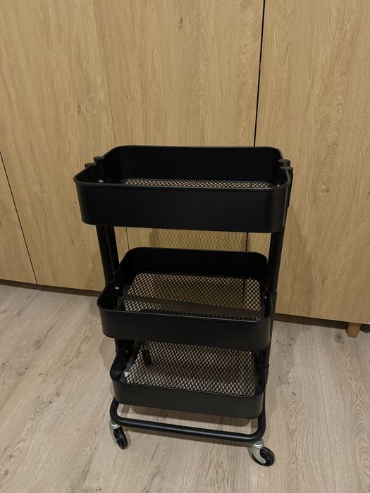 IKEA RASKOG wózek koszyk czarny na kółkach