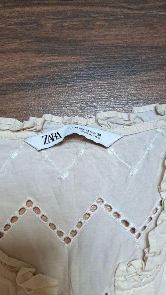 Komplet ażurowy Zara r.M spódnica bluzka ecru hafty kpl blogerski boho
