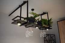 Lampa wisząca z półką, industrialna, loftowa, nad wyspę