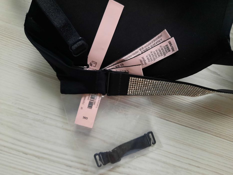 Черный бюстгальтер 36D 80Д чашка Д стразы Victoria's secret оригинал