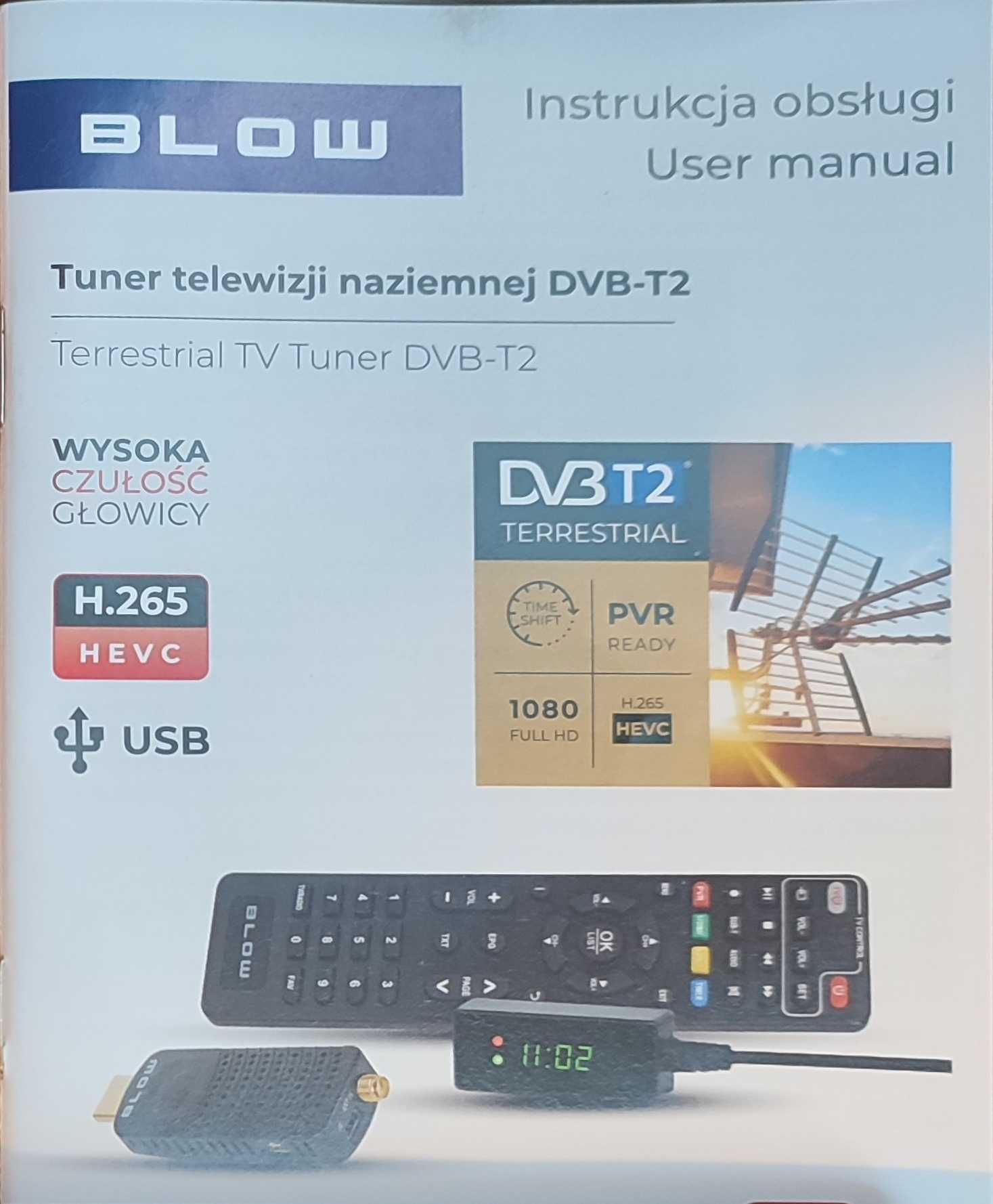 Tuner/dekoder Blow DVB-T2 H.265 do TV naziemnej