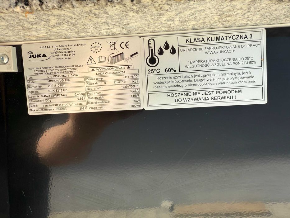 Lada chłodnicza 2021r JUKA 250CM Stan Idealny
