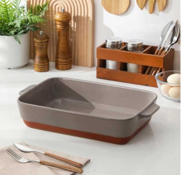 MALACASA Prostokątne naczynia do pieczenia z gliny 4,5l 35 * 23,8cm