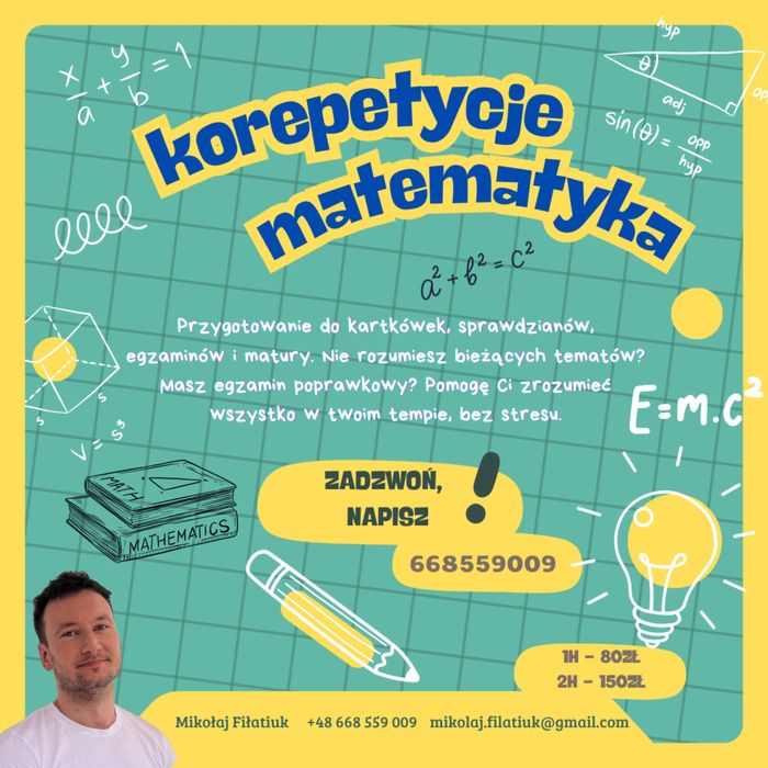 KOREPETYCJE MATEMATYKA | podstwówka | szkoła średnia | matura