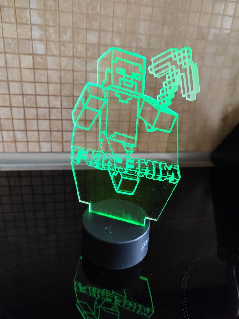 Lampka Minecraft LED 3D 16 kolorów+pilot. jak NOWA