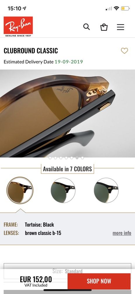 Óculos de sol RayBan modelo Clubrand classic. Originais.