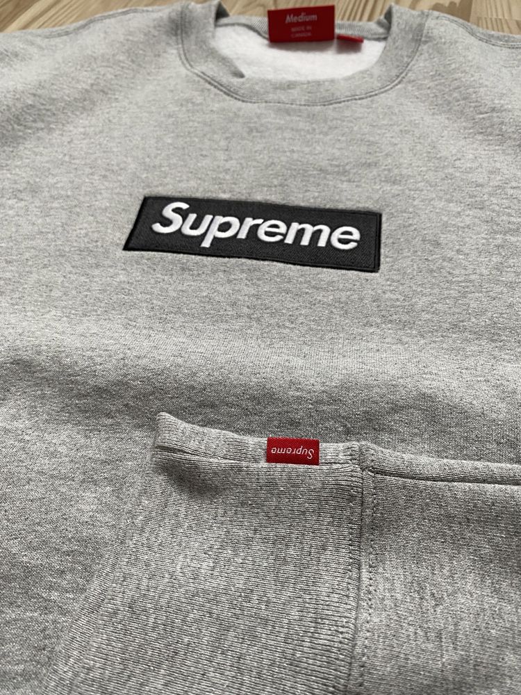 Bluza Supreme Szara Crewneck Box Logo FW22 Bogo r. M - Nowa Oryginalna