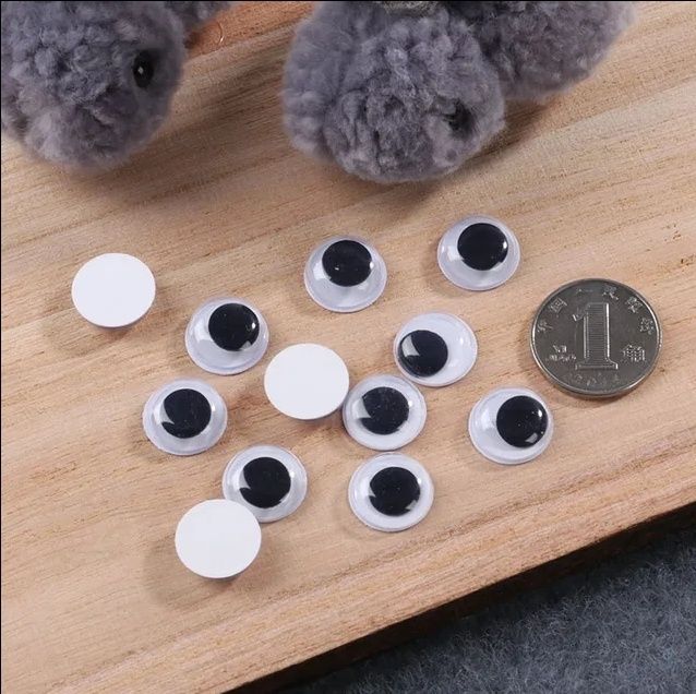 12мм 50шт Набір для виробів Очі чорні декоративні елементи рухливі