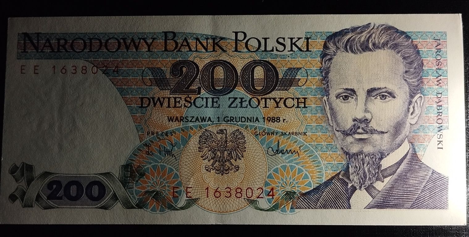 Banknot PRL 200 zł 1988r. Stan +2 seria EE (L0- pospolite)