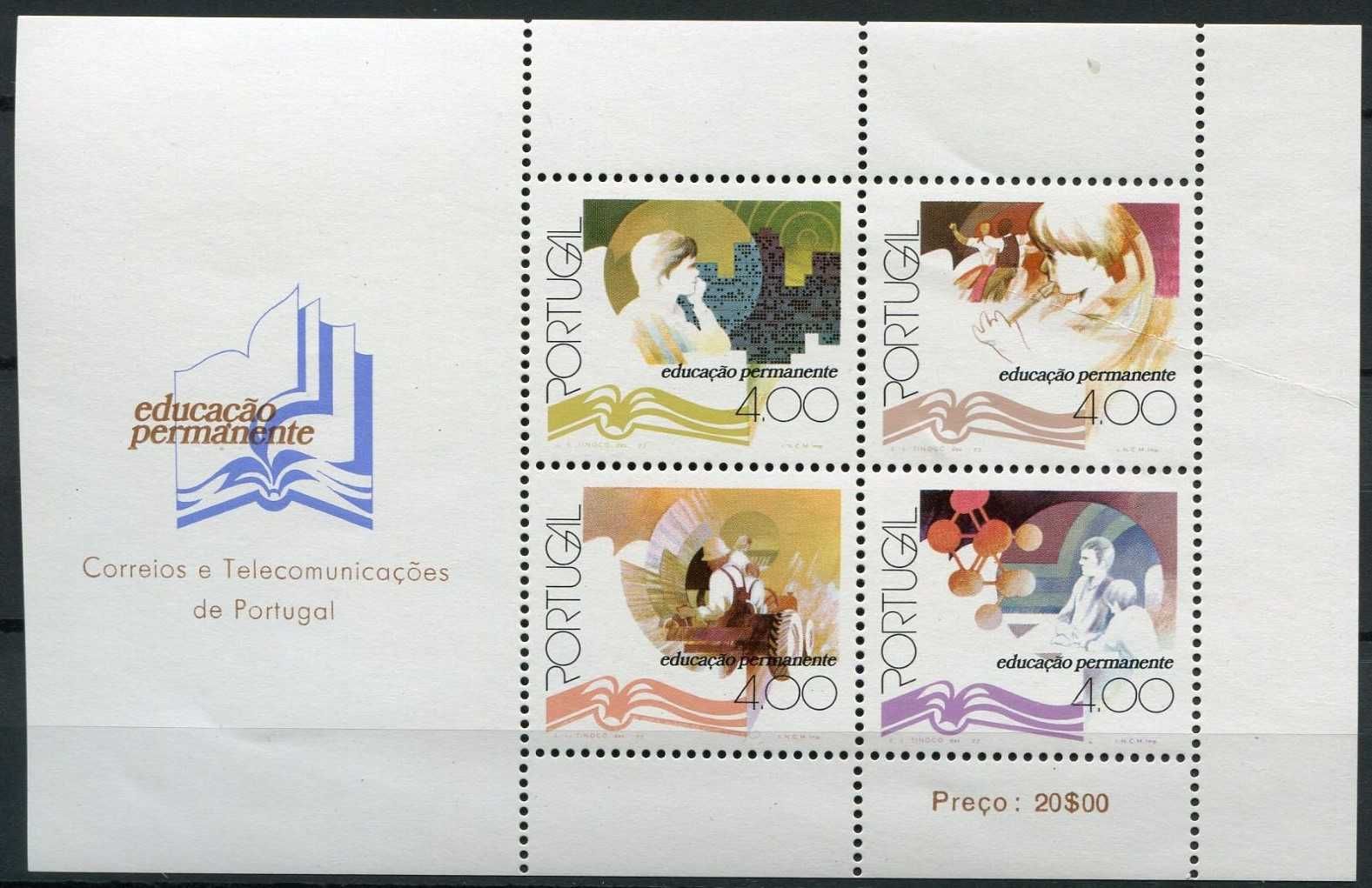 Selos Portugal 1977- Bloco nº 21 Educação Permanente Novo Soberbo