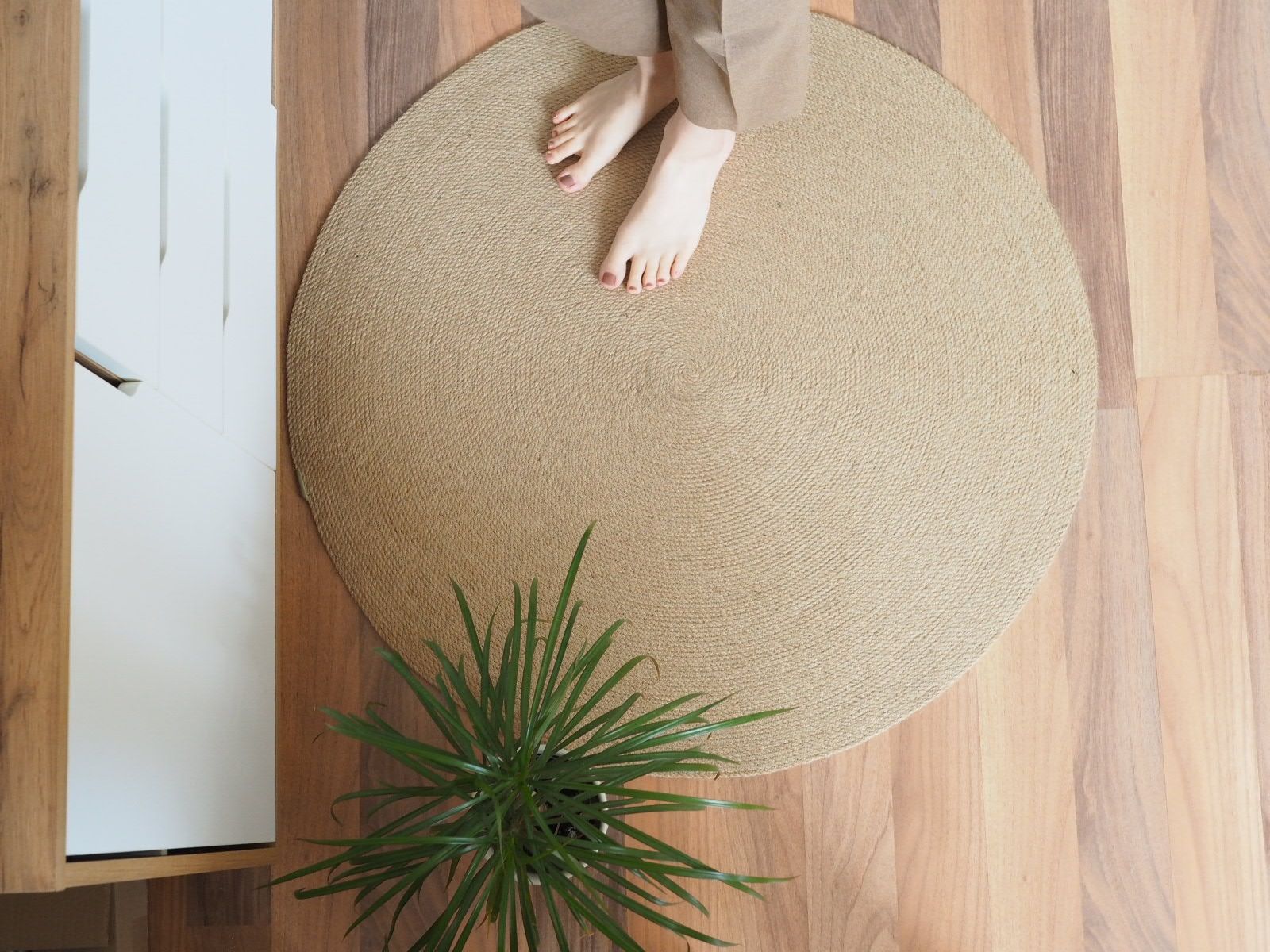 Килим джутовий коврик ручної роботи приліжковий декор