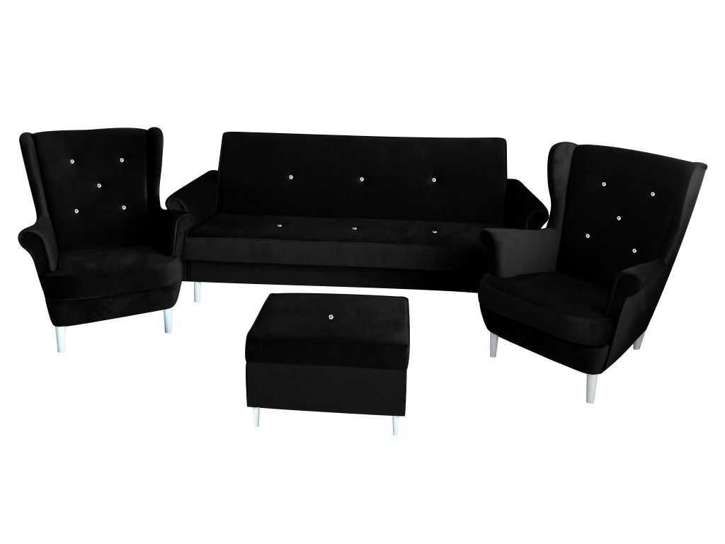 Glamour SOFA Kanapa rozkładana Kryształ USZAK fotel pufa otwierana