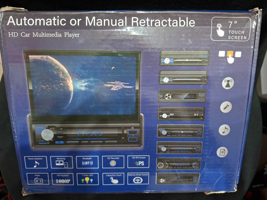 Radio samochodowe 7" Navi Bluetooth wysuwany ekran 1DIN Mirror LInk