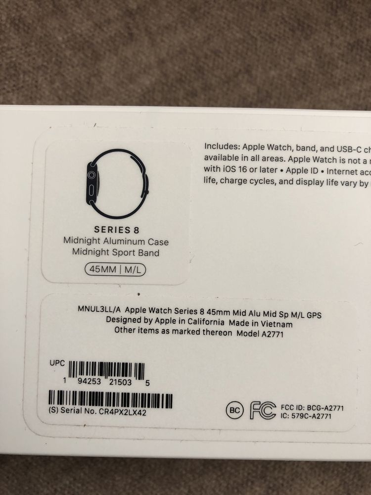 Apple Watch Series 8, 41mm, 45 mm. A2770, A2771.