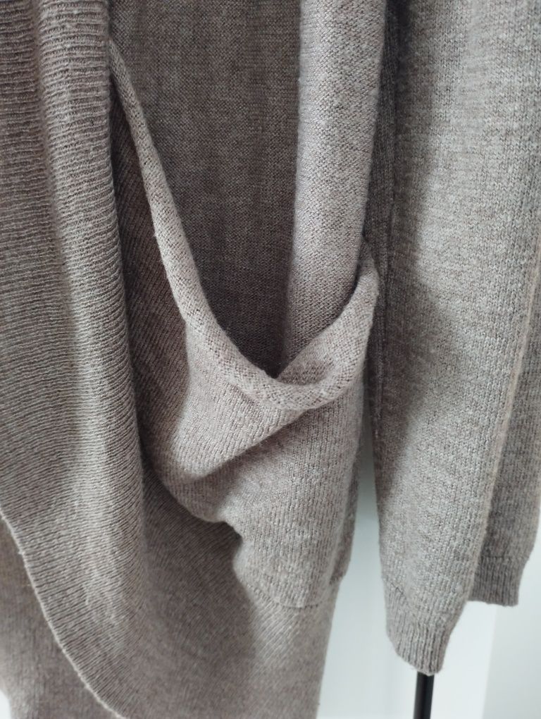 Brązowy wełna kardigan sweterek narzutka Promod, r.36(S)