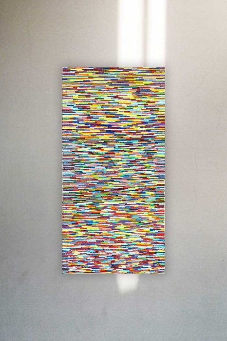 Obraz olejny na płótnie – 60 x 120 cm – nowoczesna abstrakcja 3D