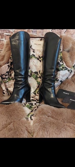 Luksusowe czarne skórzane kozaki z limitowanej serii Marki Kazar