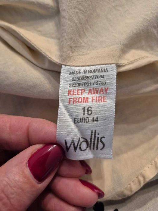 Spódnica Wallis XL 44 midi beżowo czarna kwiaty bawełna