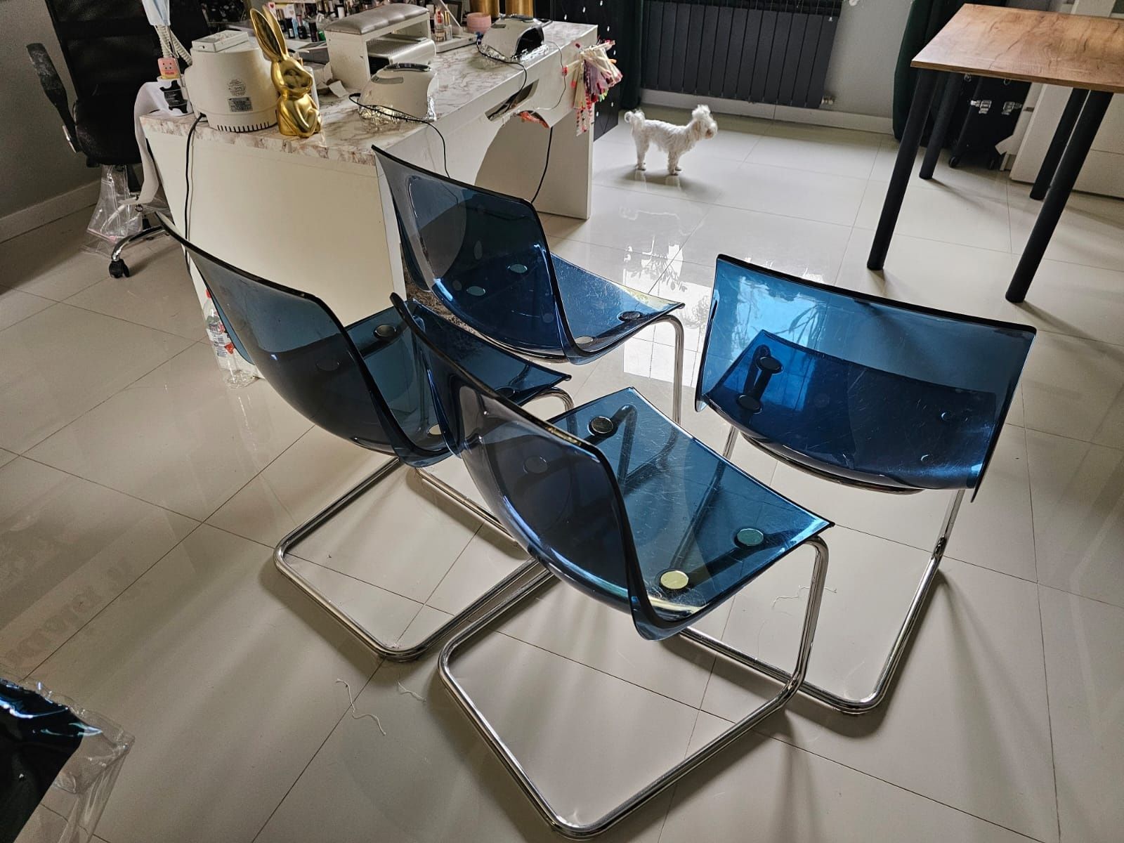 Krzesła ikea Tobias akrylowe niebieskie 4 sztuki cena do poniedziałku