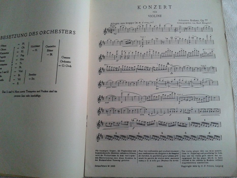Zeszyt nutowy - Edition Peters ,Brahms Violin-Konzert