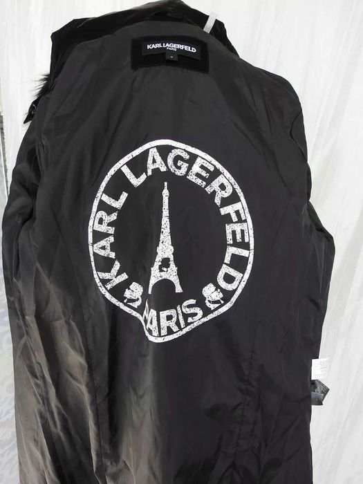 Karl Lagerfeld новое пальто пуховик куртка капюшон S чёрное пух 100%ор