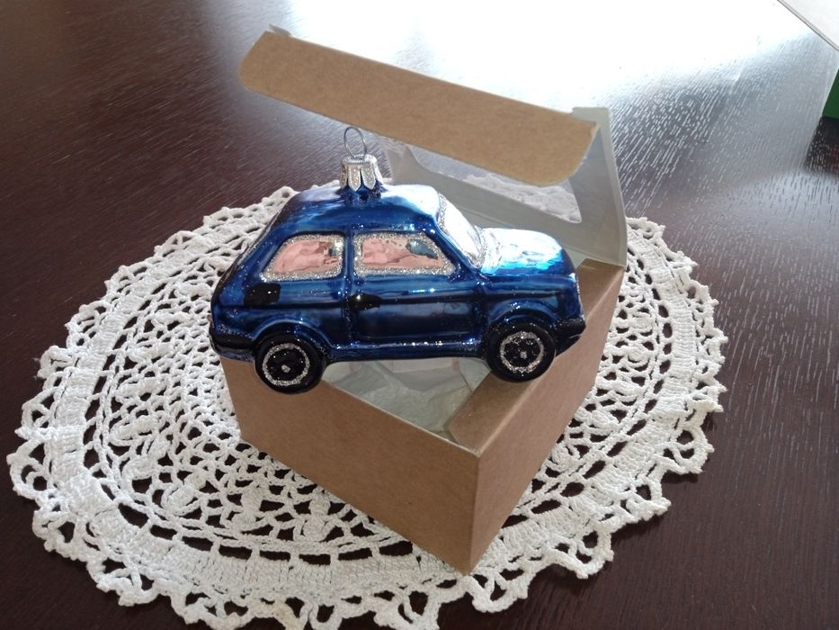 Bombka szklana Fiat 126p maluch niebieski
