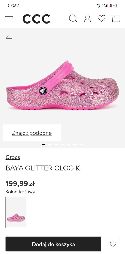 Crocs Baya Glitter Clog K - Rozmiar: C6 (ok. 22–23)