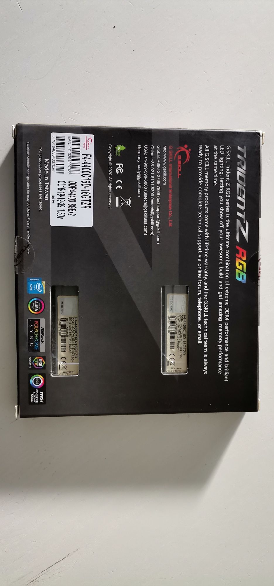 G.SKILL Trident Z RGB 16GB (2x8GB) DDR4-4400MHz CL16