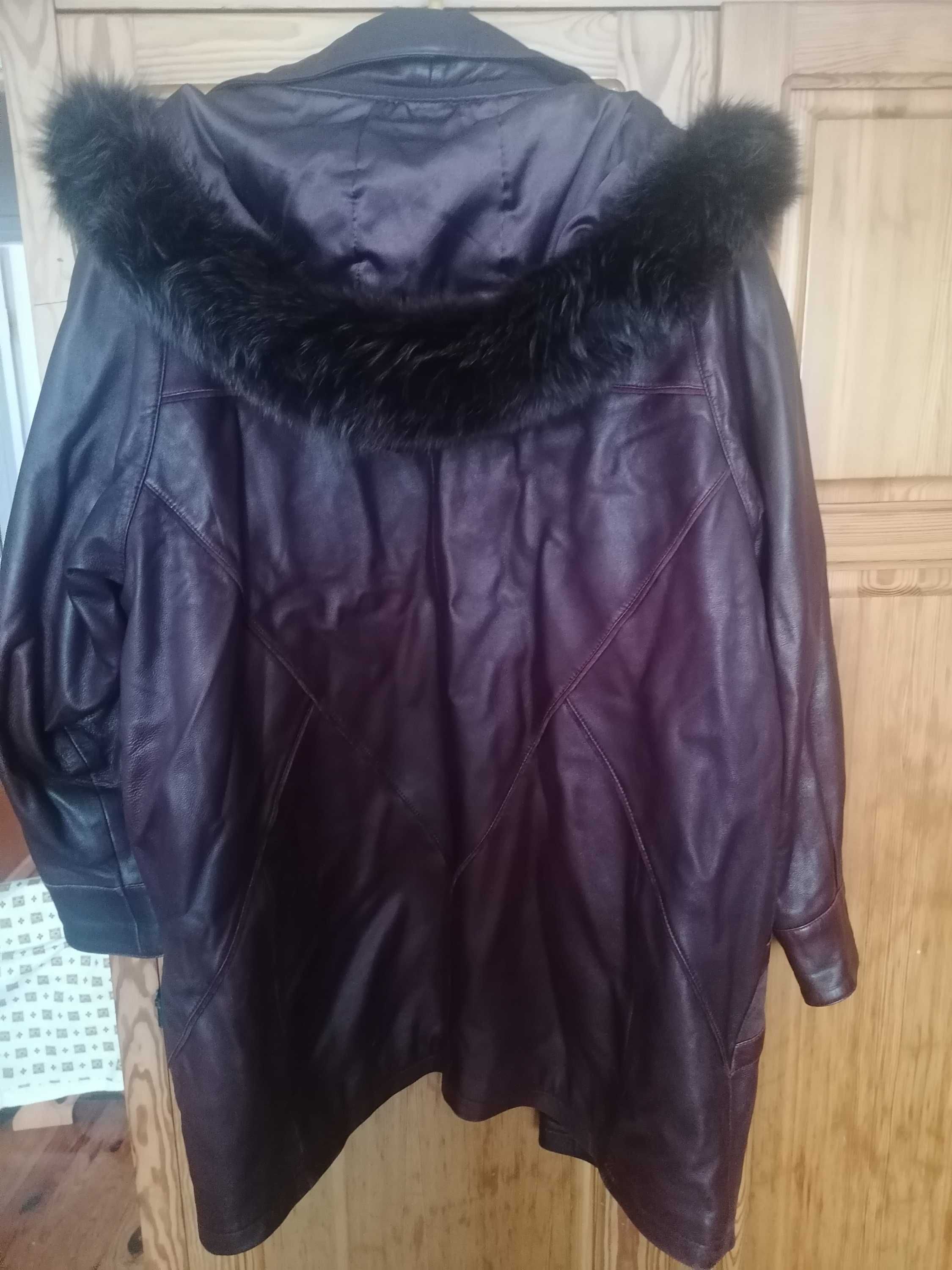 Skórzana, zimowa kurtka, duży rozmiar