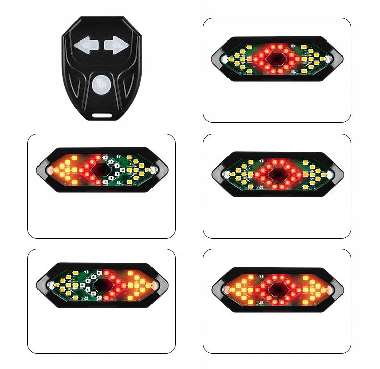 Lampka rowerowa LED tył kierunkowskazy + pilot USB sztyca tylna