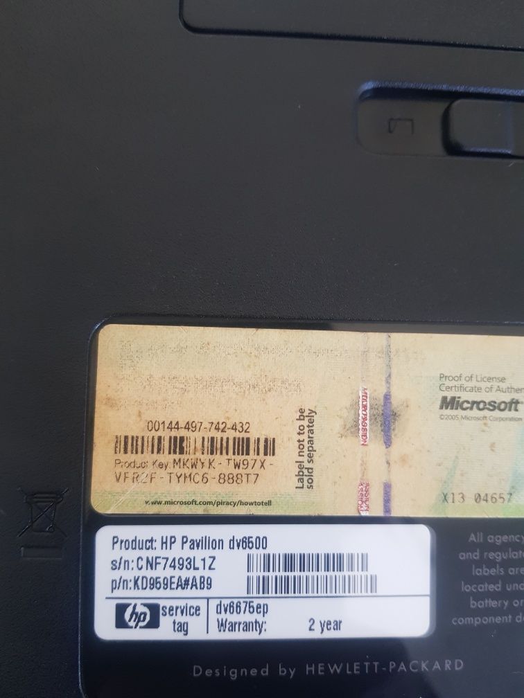 Portatil Hp dv6500
