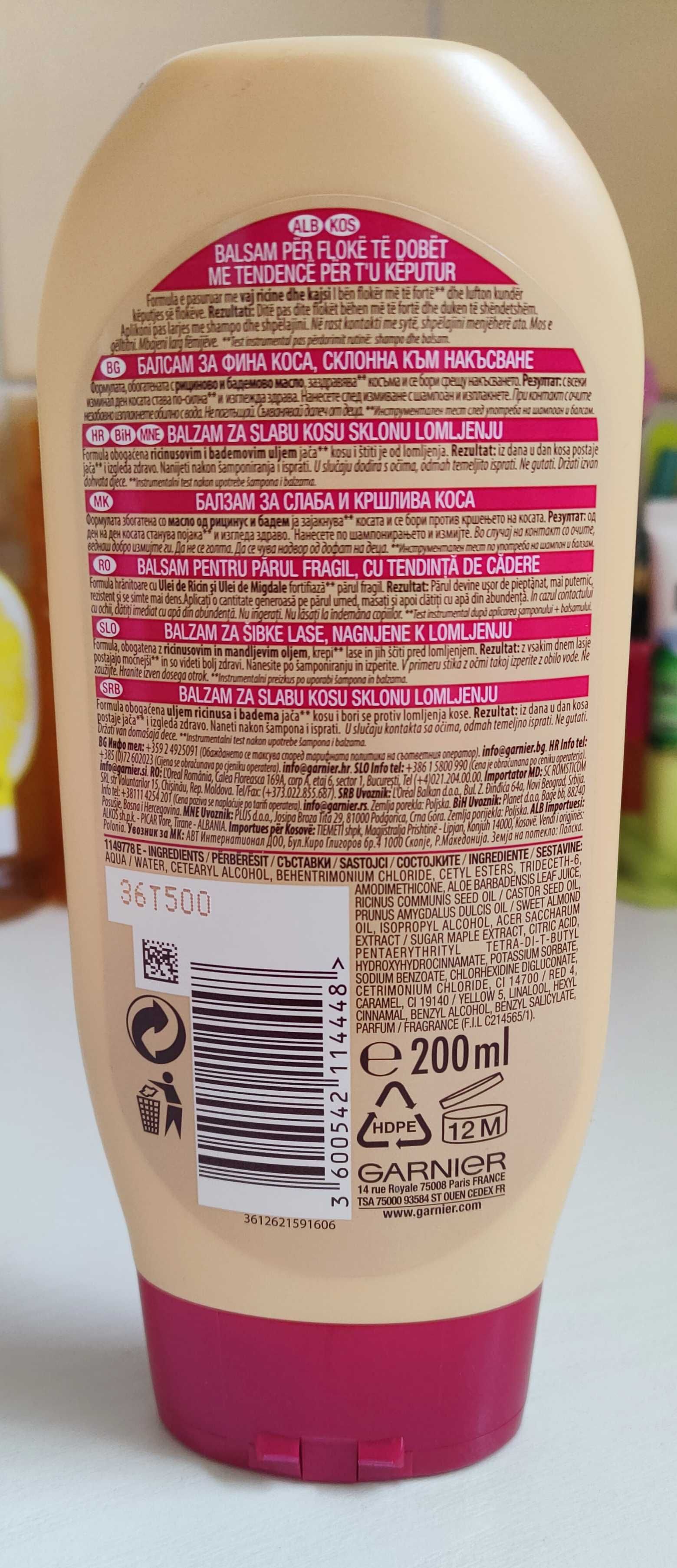 GARNIER Botanic odżywka z olejkiem rycynowym 200 ml