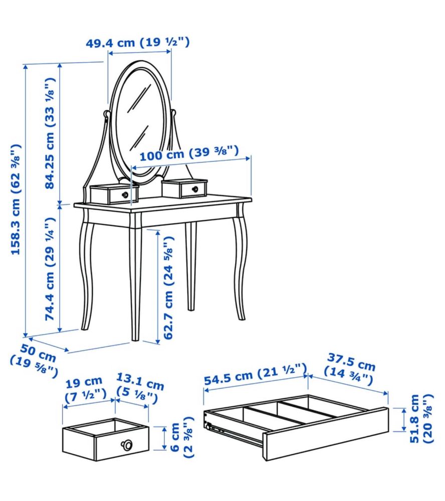 Toucador com espelho Hemnes