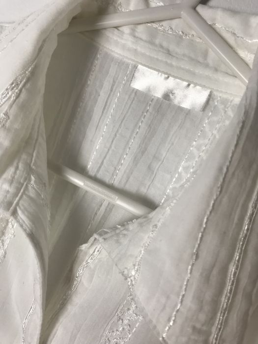 Biała szeroka elegancka koszula z krótkim rękawem vintage