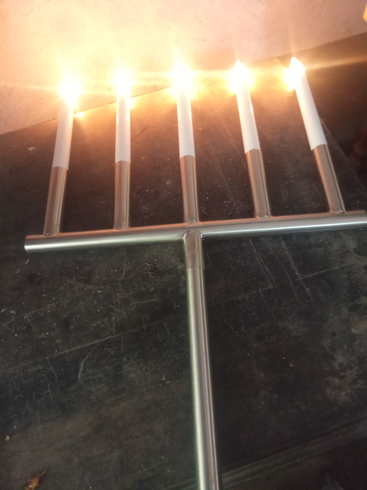 Candeeiro candelabro. Inox .
