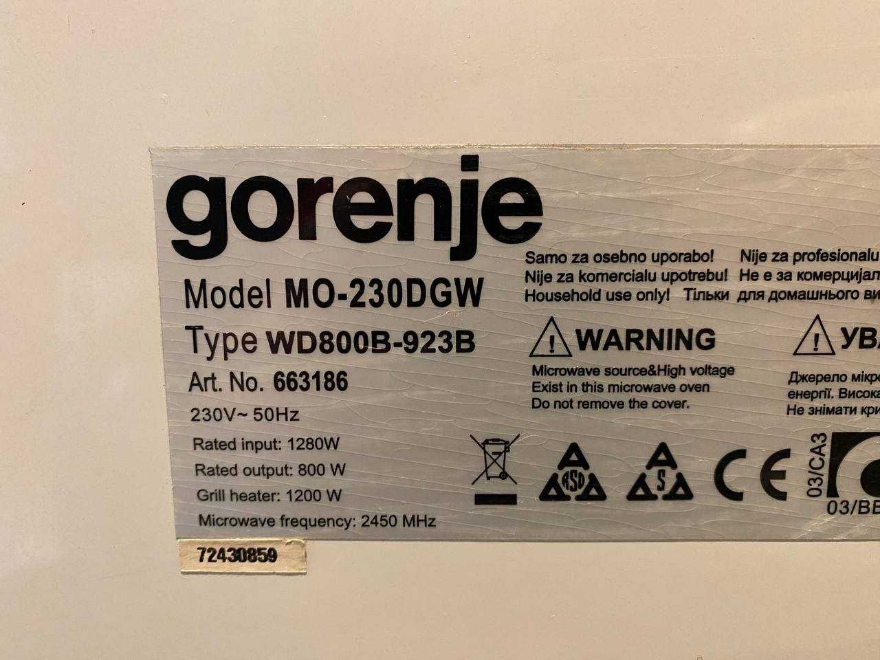 Mikrofalówka Gorenje 1200W kuchenka mikrofalowa