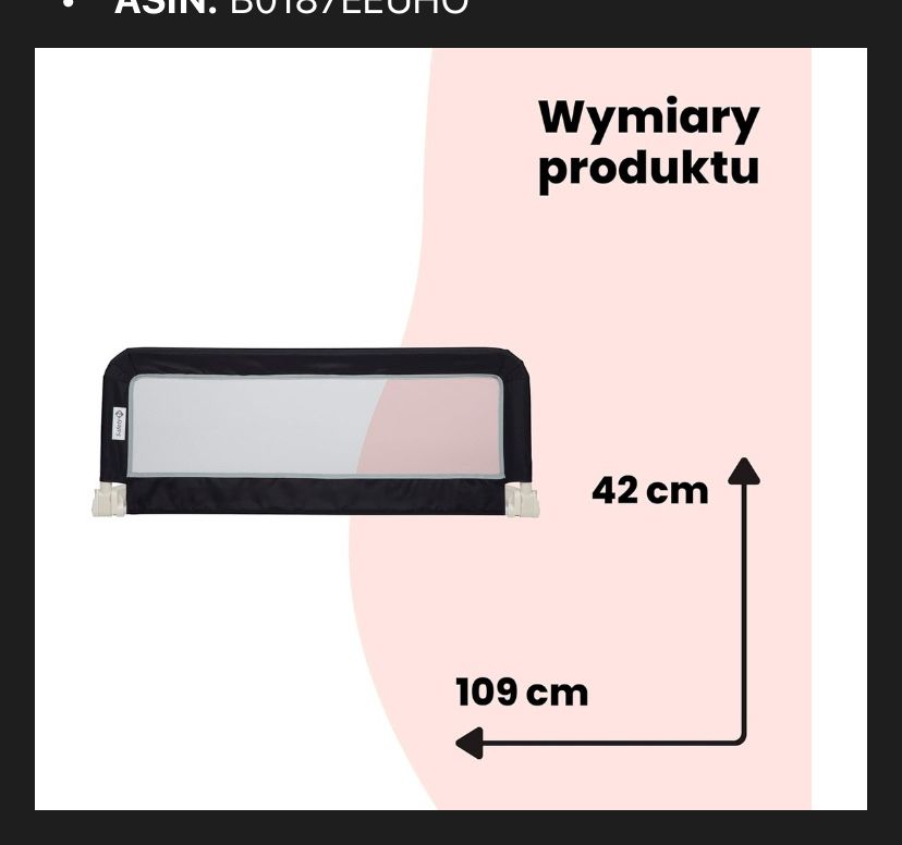 Barierka ochronna na lozko dla dziecka