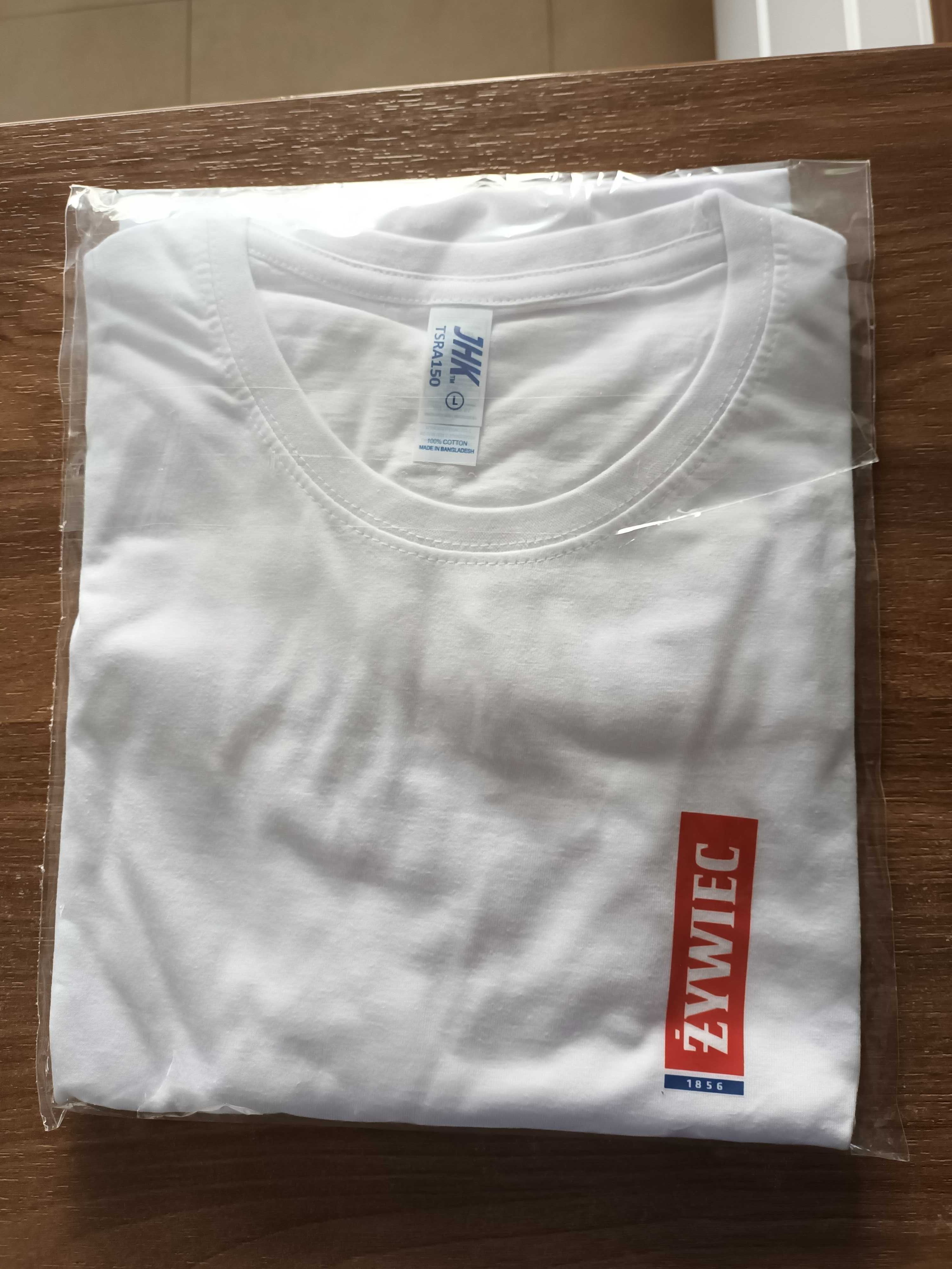 Koszulka t-shirt biała, nadruk żywiec