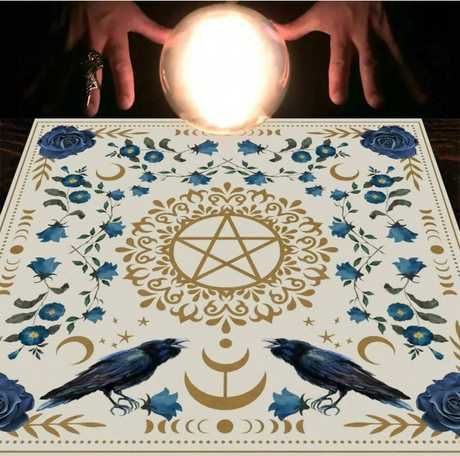 Obrus rytualny magia wicca gothic Kruki i Pentagram