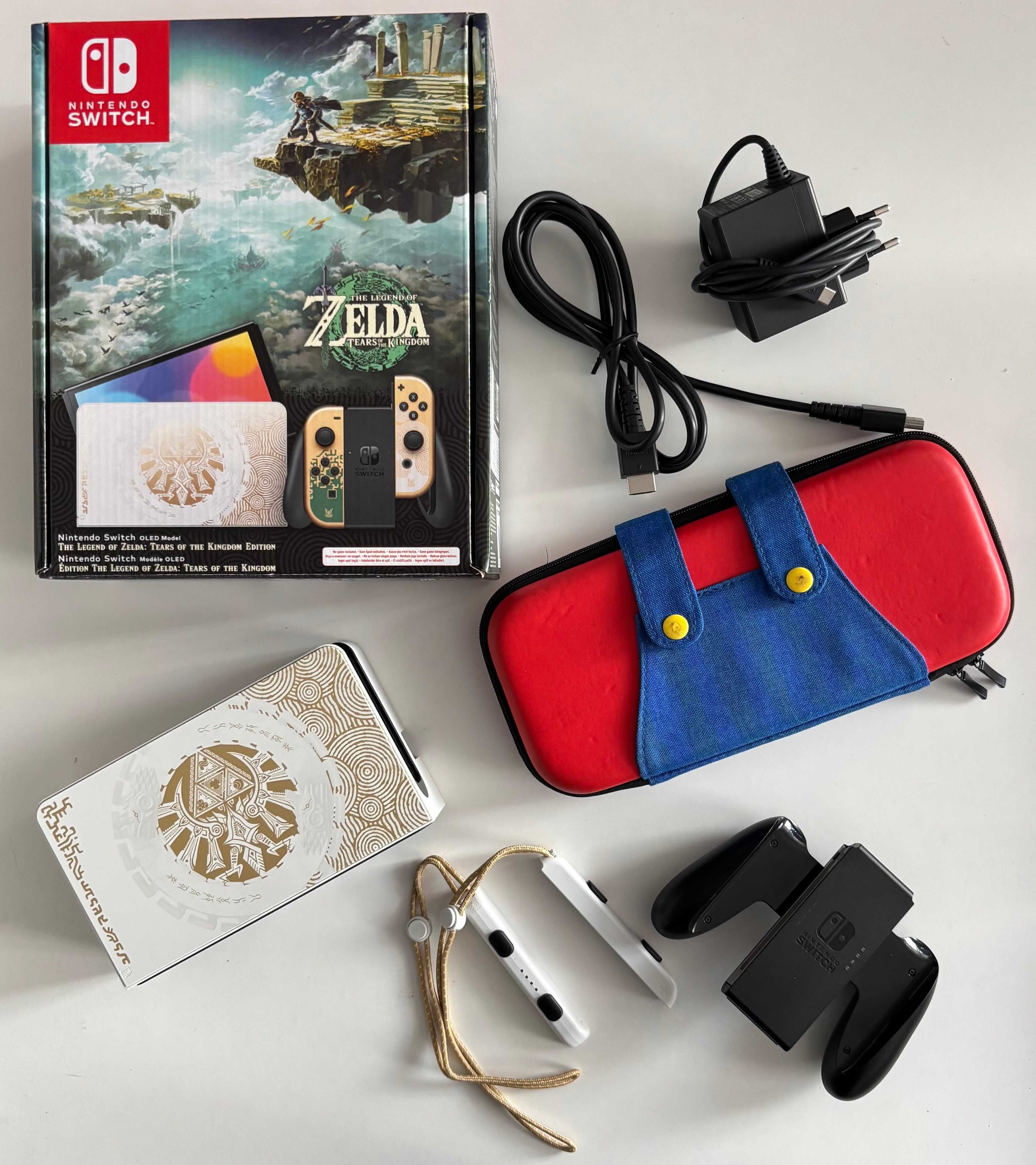 Switch OLED Zelda Edition z kartą pamięci 265 GB i etui Mario