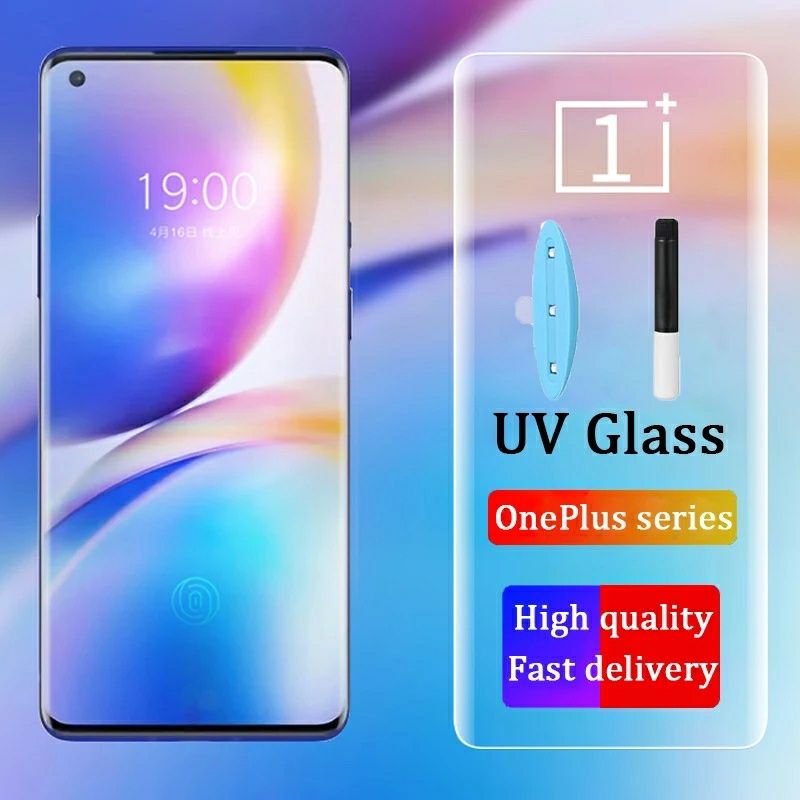 2 Películas vidro temperado Oneplus 8 Pro UV cola